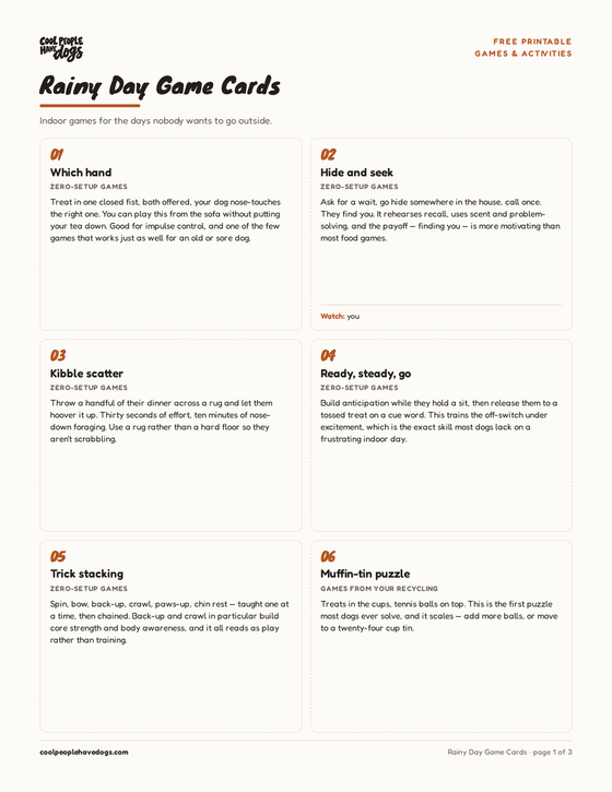 The first page of the Rainy Day Game Cards printable